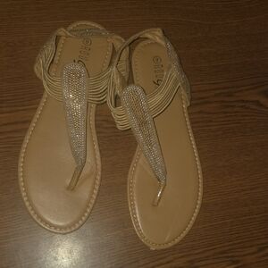 Rouge Helium Tan Sandals with Sparkling Accents